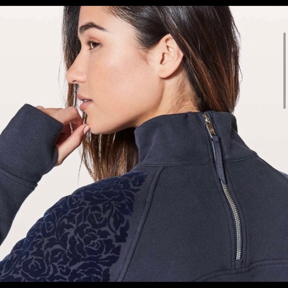 Lululemon Blue Floral Velvet Pullover Sweater - Picture 3 of 3